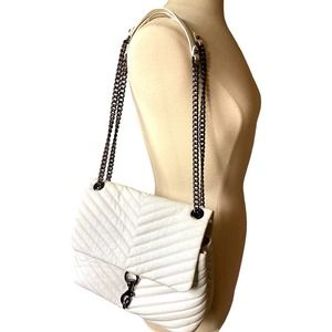 Rebecca Minkoff Medium Leather Shoulder Bag, Winter White EDIE FLAP